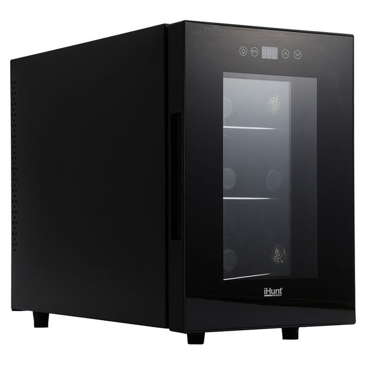 COOLER borhűtő, 6 palack, fekete, 370x448mm