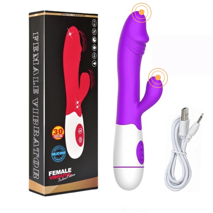 Вибратор за G-точка, USB зареждане, 8 режима на вибрация, водоустойчив, магента фуксия, 18.5x3 см