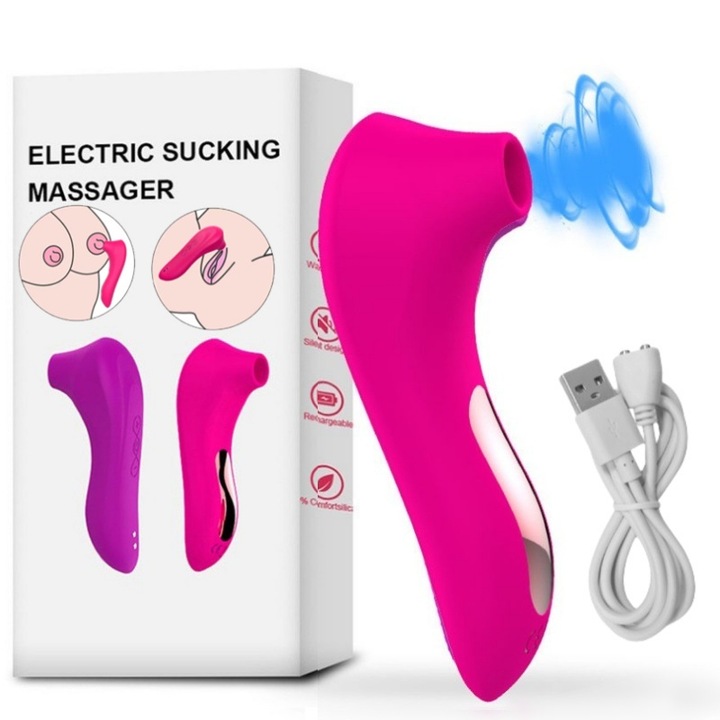 Vibrátor 2 az 1-ben, 7 intenzitás, vízálló, rózsaszín piros, 12, 1x4, 3cm