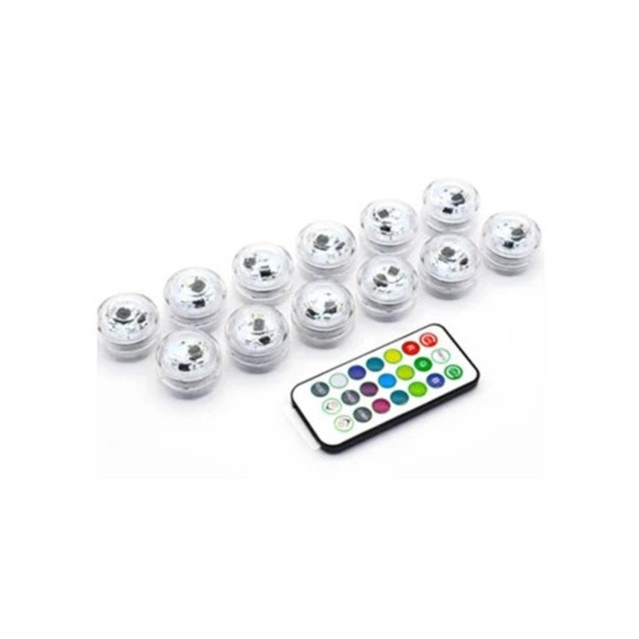 Dekoratív merülő lámpák, víz alatti világítás, IP68 vízálló kialakítás, elemes működés, RGB többszínű