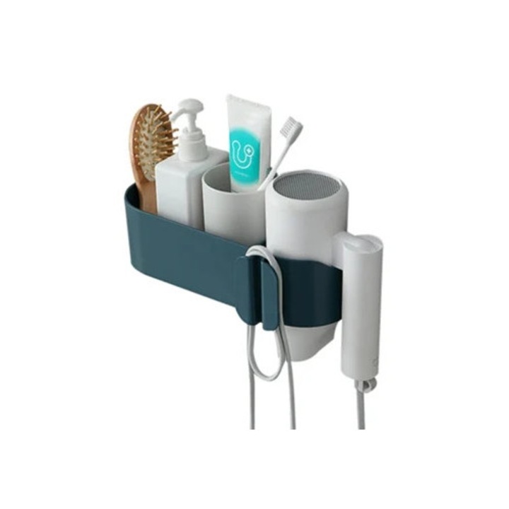 Suport pentru uscator de par, organizator de perete pentru baie, autocolant
