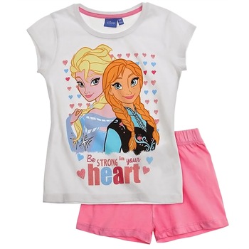 Pijama, Disney Frozen, alb/roz, 8 ani Pijama, Disney Frozen, alb/roz, 8 ani