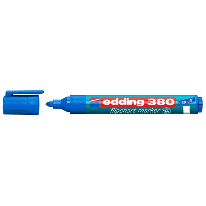 Marker Edding 380 pentru flipchart, varf rotund, 1.5-3 mm, albastru
