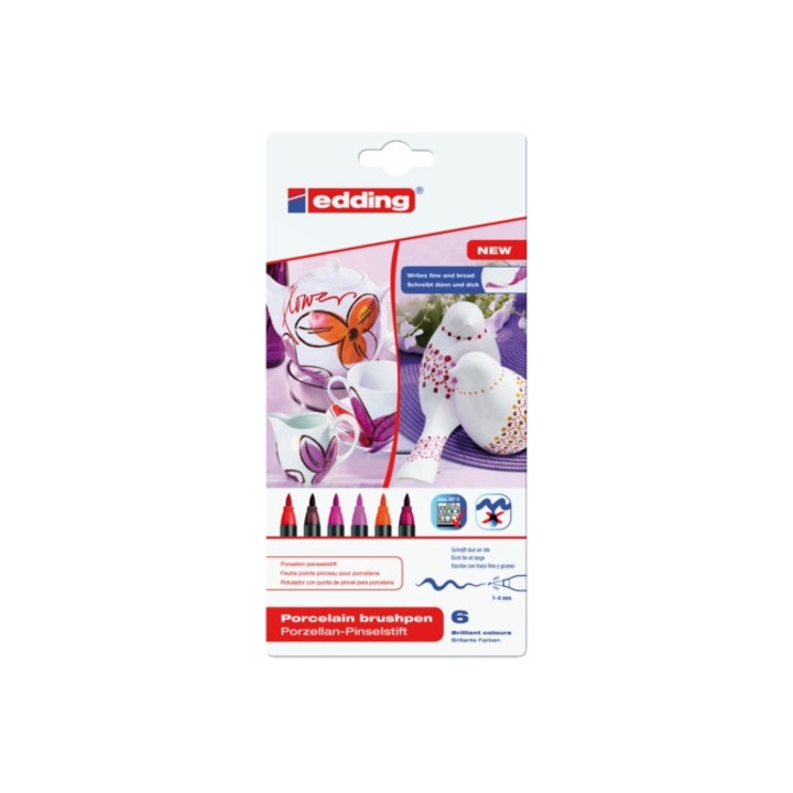 ICO: Edding Porcelán ecsetirón marker meleg színek 6db