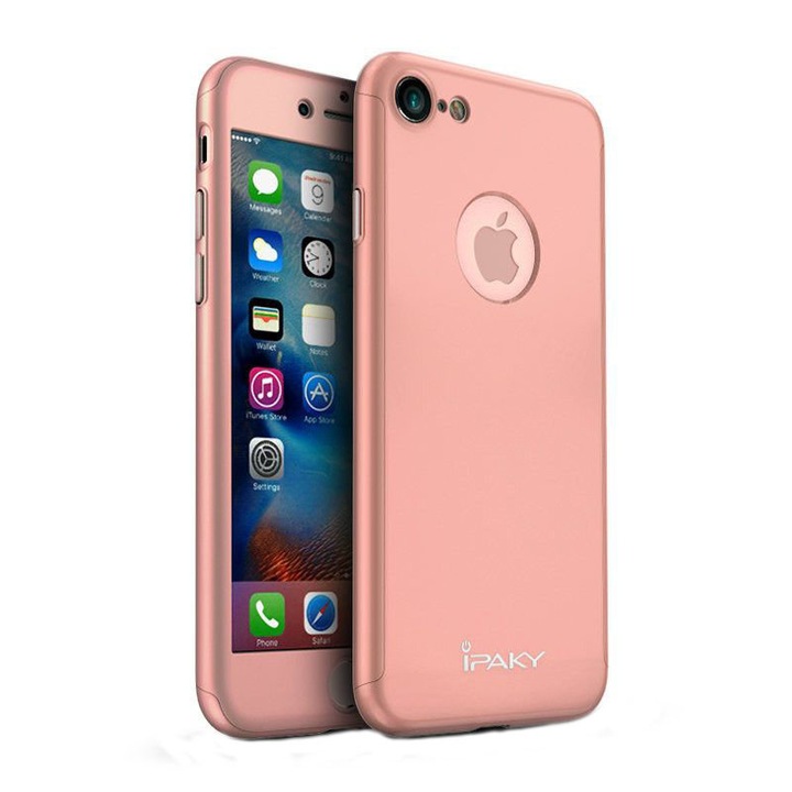 Защитен калъф за Apple iPhone 8, iPaky Pro Rose-Gold Original Case, пълно покритие на 360 градуса с безплатно защитно фолио