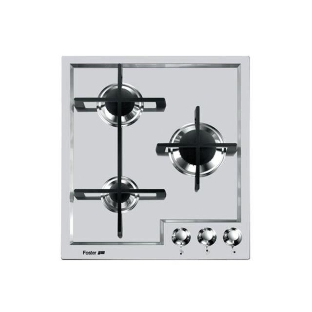 Plita incorporabila Foster Veronika 7063042, instalare STD, gaz, 44cm, 3 arzatoare, aprindere electrica, siguranta gaz, inox
