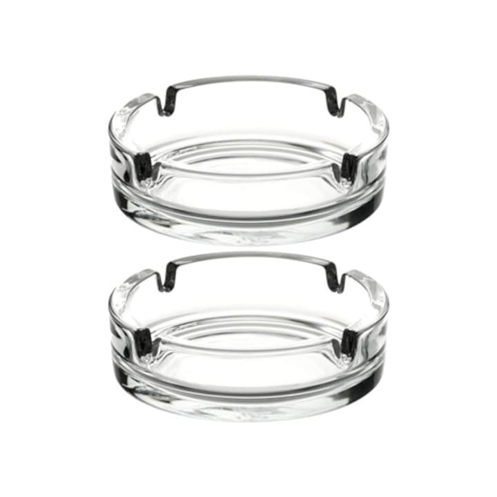 Set scrumiere din sticla, 2 bucati, transparent