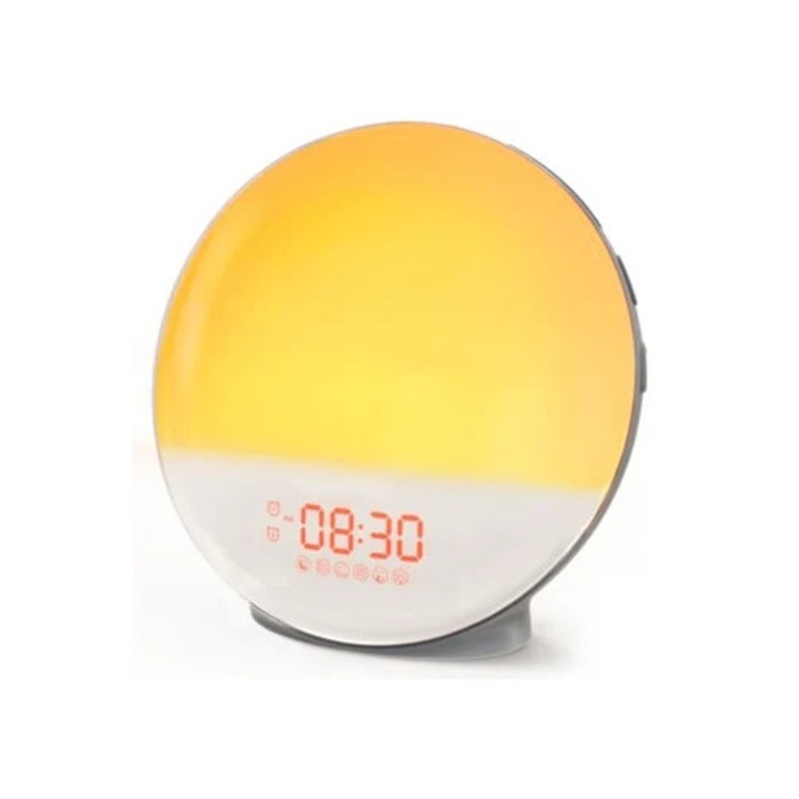 Dekoratív óra, napkelte és napnyugta szimuláció, szürke, mély alváshoz