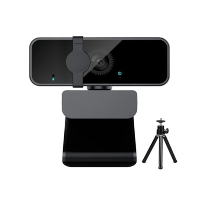 Webkamera Full HD 1080p mikrofonnal, 105 széles látószögű, fekete