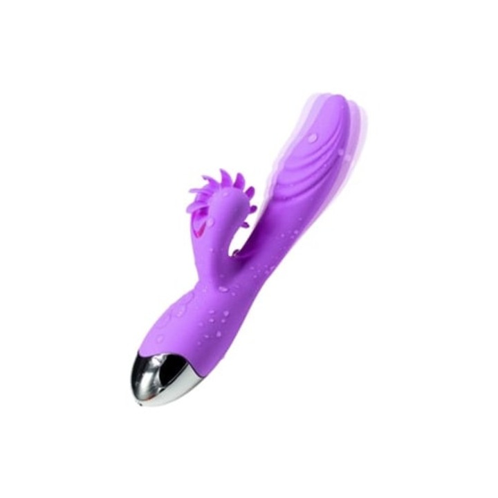 Vibrátor női, lila, erős lökés és forgás funkcióval, automata fűtéssel