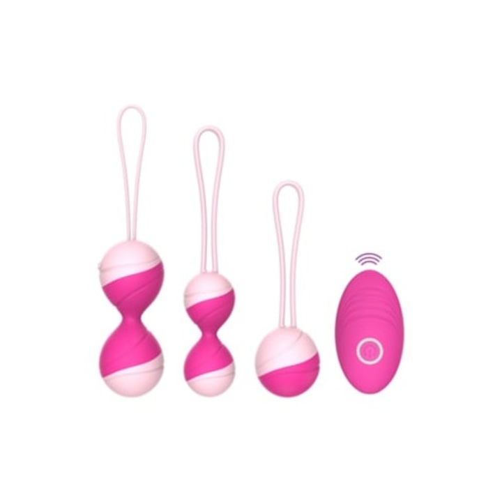 Bile vaginale cu telecomanda, roz