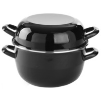 Oala Hendi, pentru sos, cu capac, emailata, cu margini otel inoxidabil, 0,8 l, ø12,5x9/14,5 cm