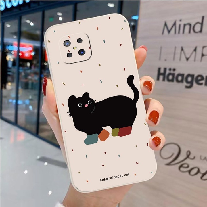 Husa TPU Flexibila pentru OPPO Reno 4Z 5G – Design cu Animale Dragute, Protectie Completa si Stil Personalizat, Bej/Negru