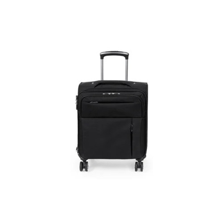 Troler cu 8 roti pivotante, geanta pentru laptop captusita, sistem de inchidere cu siguranta