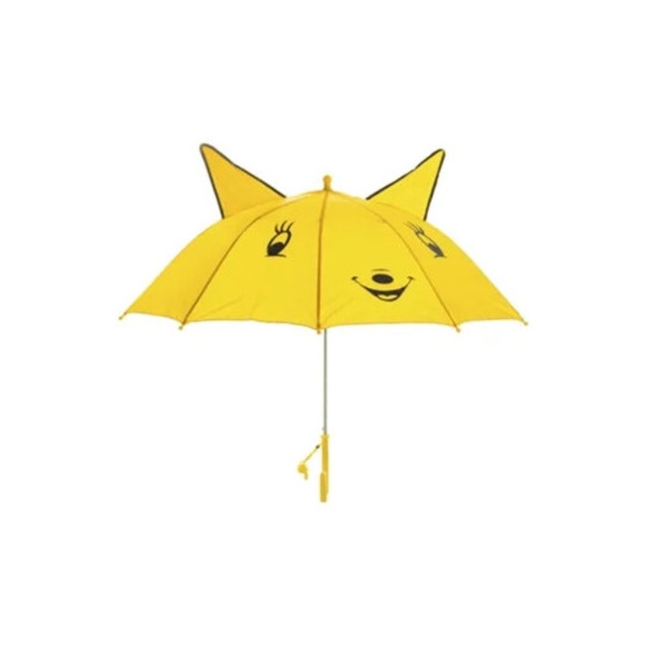 Umbrela unisex, design urechi, diametru 62cm, culoare galbena