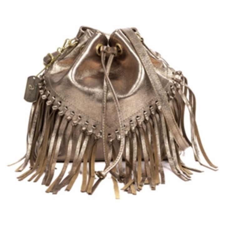 Geanta de dama, Firenze Arzana, piele intoarsa, auriu, 25.5cm