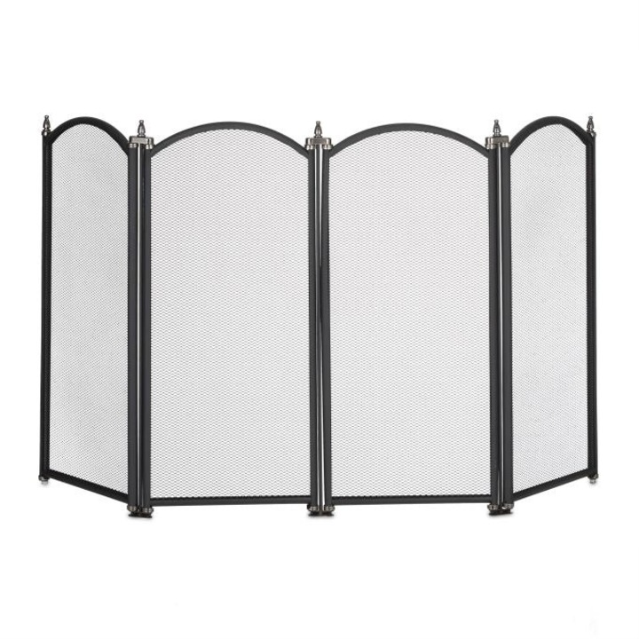 Paravan metalic pliabil B2X, 4 piese, negru, 58x27, 3x10cm