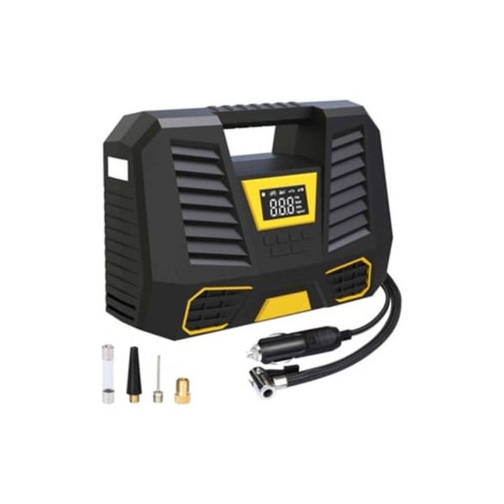 Compresor auto portabil cu manometru digital pentru masini, SUV-uri, biciclete si motociclete