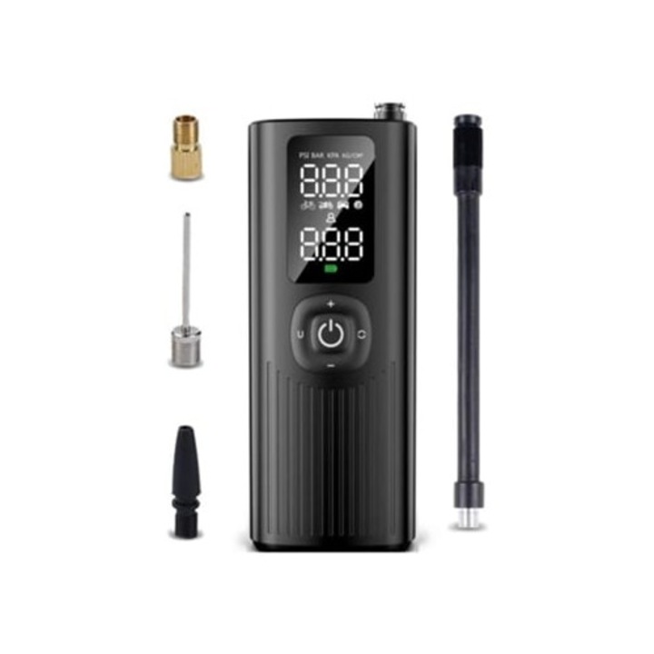 Compresor auto portabil, fara fir, cu display LCD digital, lumina LED, 5 moduri, pentru masina, bicicleta, motocicleta