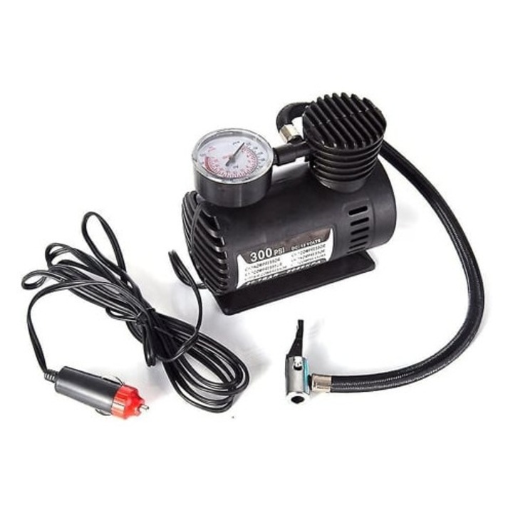 Compresor auto electric mini, 300 PSI, portabil, pentru masina si motocicleta