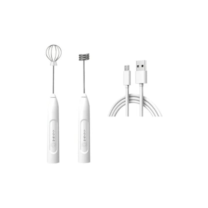 Tel electric 2-in-1, cu incarcare USB, pentru oua si cafea, alb