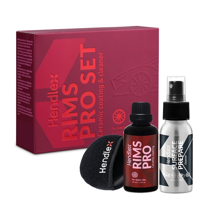 Protectie ceramica pentru jante auto Hendlex Rims Pro Set 2x50 ml – Protectie ceramica profesionala pentru jante auto, rezistenta la temperaturi inalte, hidrofoba, 12 luni