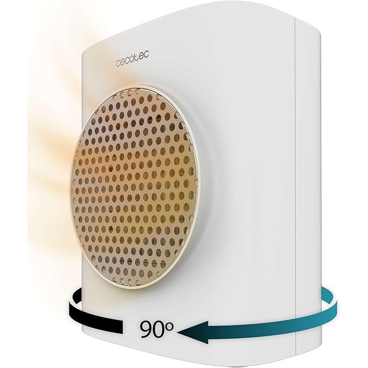 Aeroterma ceramica de masa Cecotec ReadyWarm 1570 Max Ceramic Rotate Smart, 1500 W, tehnologie ceramica, ecran tactil, termostat reglabil, oscilatie 90°, cronometru si oprire automata