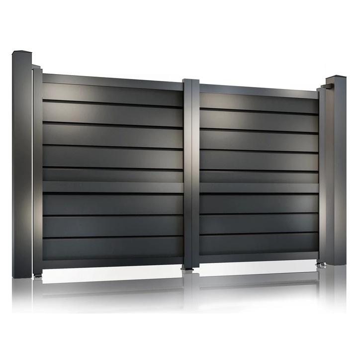 Poarta auto batanta din aluminiu, prefabricata, Virtuoso, model Baldur, 3000 mm x 1800 mm, gri antracit RAL 7016