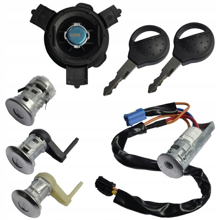 Gyújtáskapcsoló blokkoló készlet, Motokey, Peugeot 206-hoz, komplett szett, tartalmazza a gyújtáskapcsolót, kulcsokat