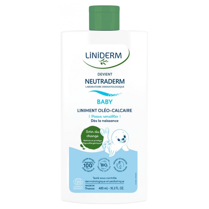 Lotiune curatare si protectie Neutraderm, ulei de masline, 480 ml, pentru bebelusi