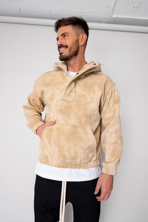 Hanorac cu fermoar scurt Beige 19007, Bej