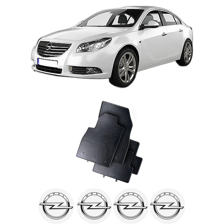 Set Covorase OPEL INSIGNIA A din 2008-2017, Auto, Cauciuc, CAROSERIE SEDAN, 4x Stickere auto cu OPEL