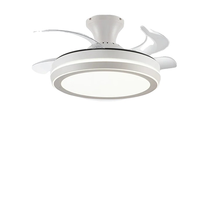 Ventilator tavan, palete retractabile, iluminare LED, alb, 42 inch(110cm)