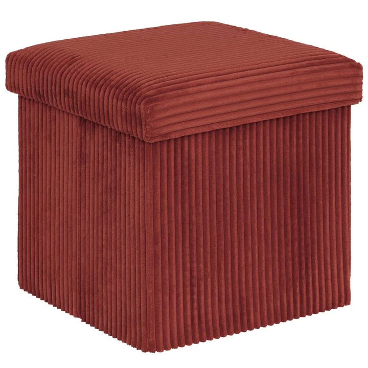 Taburet pliabil Atmosphera Arum din material tip catifea raiat, 38x38x38 cm, ambra