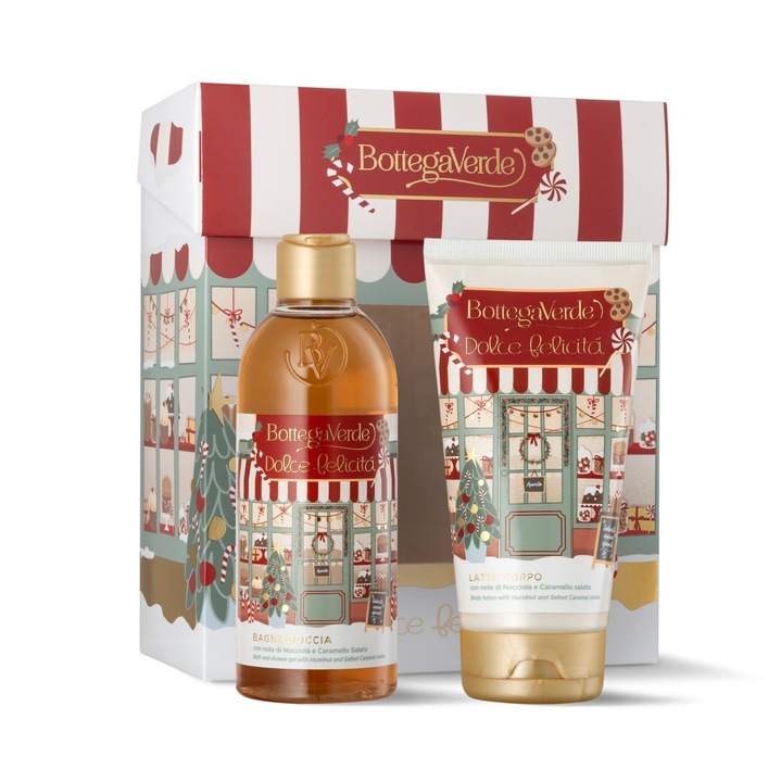 Bottega Verde testápoló termékcsomag sós karamell és mogyoró illatú tusfürdővel 250ML, 150ML