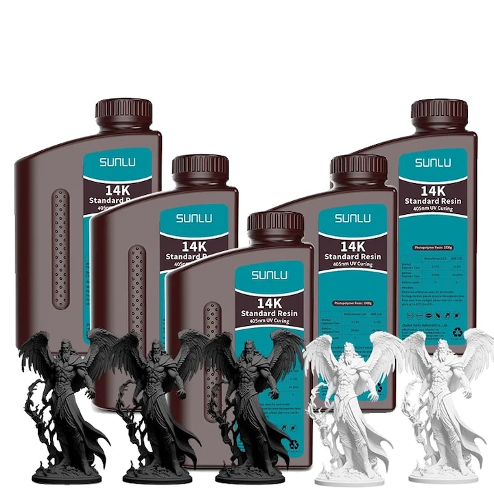 Rasina 3D, SUNLU 14K-ST 3BK 2WT, precizie inalta, uscare rapida, 5 buc