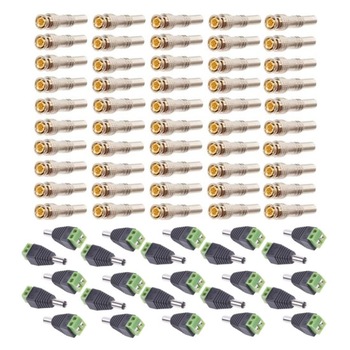 Set: 50 buc Mufa semnal video BNC Tata pentru cablu coaxial + 25 buc Mufa alimentare Tata surub Set: 50 buc Mufa semnal video BNC Tata pentru cablu coaxial + 25 buc Mufa alimentare Tata surub