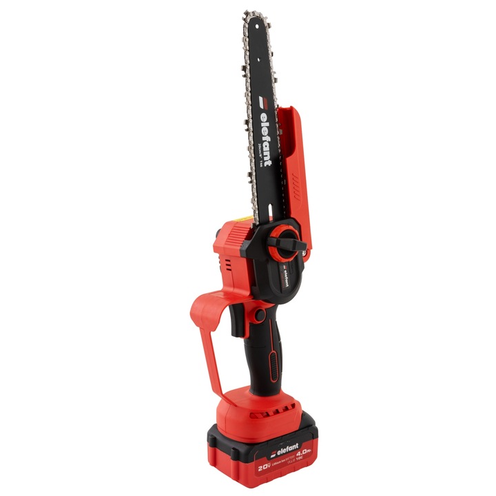 Set mini fierastrau electric cu lama si lant 20 cm, ELEFANT ESBS8EP2.5 + extensie prelungire 2.5 m, 350 w, 4000 rpm, 1 x acumulator 4Ah, 1 x incarcator