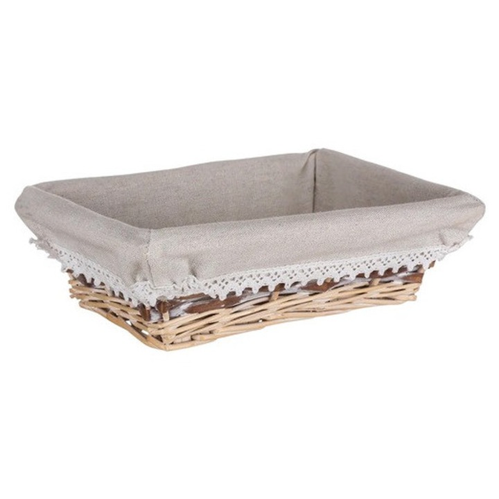 Cos pentru paine din nuiele captusit cu tesatura cu margini dantelate, 26 x 18 cm, Banquet 63940542