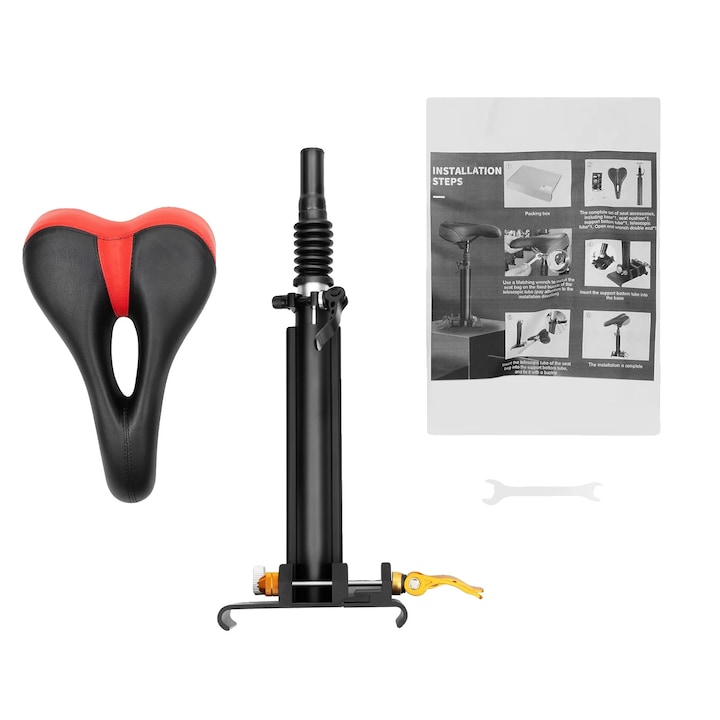 Scaun pentru trotineta, ajustabil, confortabil, negru, 45-65cm