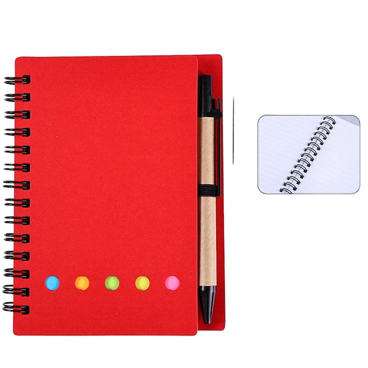 Caiet cu Spirala si Pix Eco – Design Elegant, File Liniate