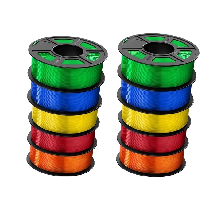 Filament 3D PLA 1.75mm, 330m, transparent, set de 10 culori