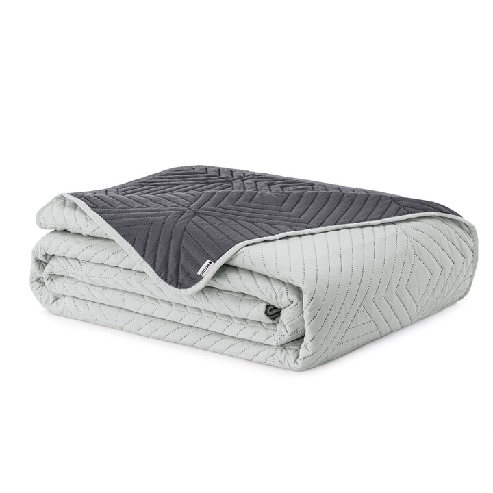 Cuvertura de pat matlasata din microfibra, Softa, 70 g/mp, 200x220 cm, Gri inchis