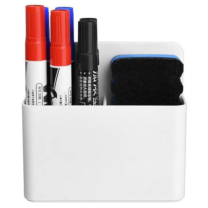 Suport articole birou Supertina, pentru markere, capacitate 12 markere, alb