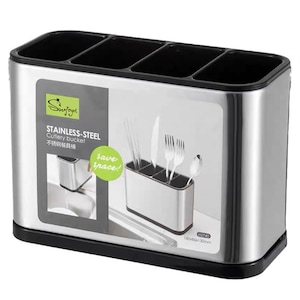 Suport tacamuri SWJOYOL, inox, 4 compartimente, negru, 18x9x13cm