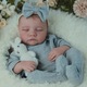 Papusa bebelus Reborn Dolls, 50cm, silicon, par blond, Gri, cu brate si picioare mobile