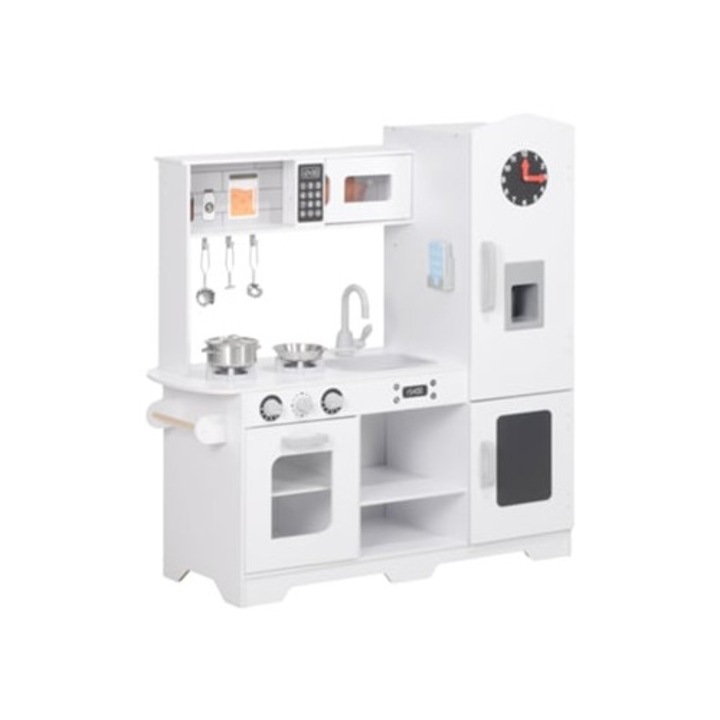 Bucatarie din lemn pentru copii, AIYAPLAY, alb, 100.5x41x110 cm