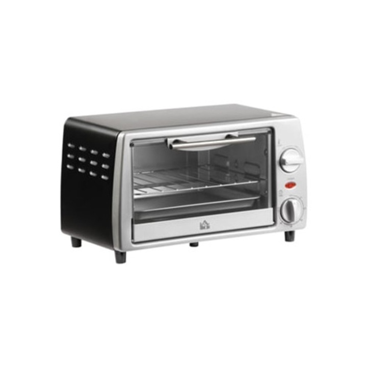 Cuptor electric mini, Homcom, metal, sticla securizata, gri, 36.5x26x22 cm