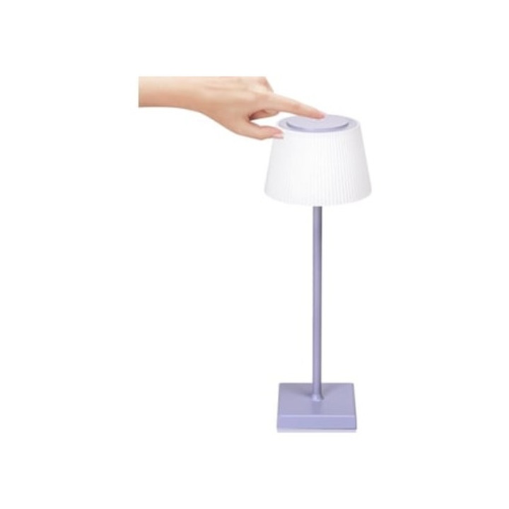 Veioza lampa de masa fara fir, incarcabila USB, impermeabila IP54, violet