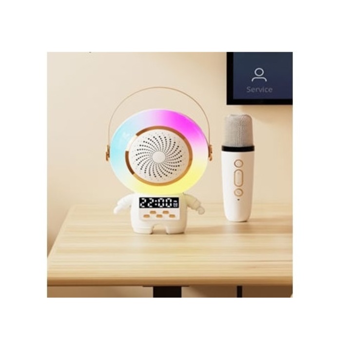 Микрофон за караоке KLACK бял, във формата на астронавт